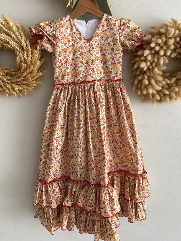 TRAJE DE FLAMENCA FLORES REPULGO ROJO