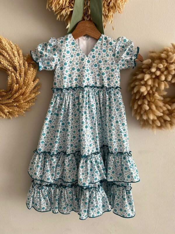 TRAJE DE FLAMENCA AZUL FLORES
