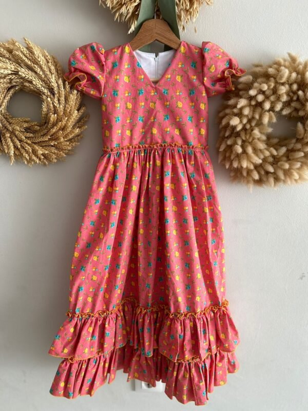 TRAJE DE FLAMENCA FLORES REPULGO AMARILLO