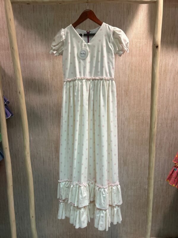 TRAJE BLANCO LUNAR ROSA BEBÉ