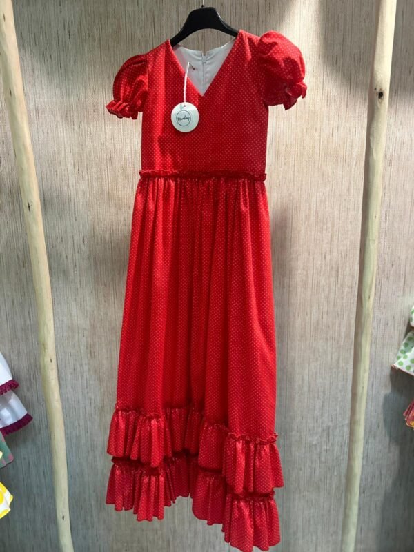 TRAJE  ROJO LUNAR BLANCO