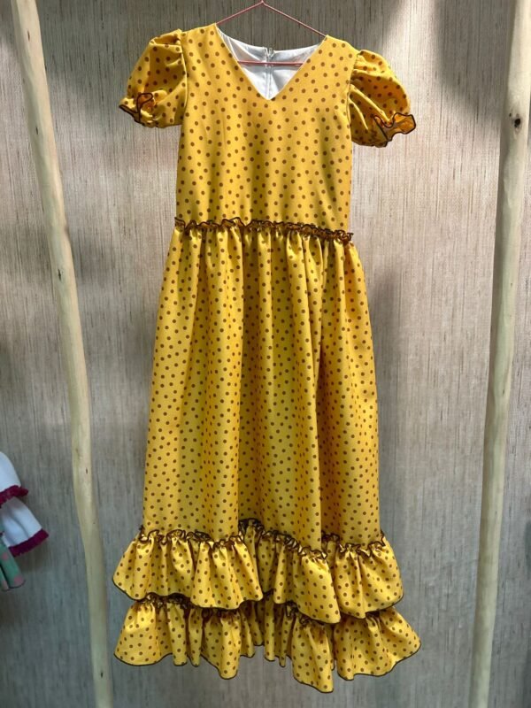 TRAJE DE FLAMENCA MOSTAZA Y OCRE