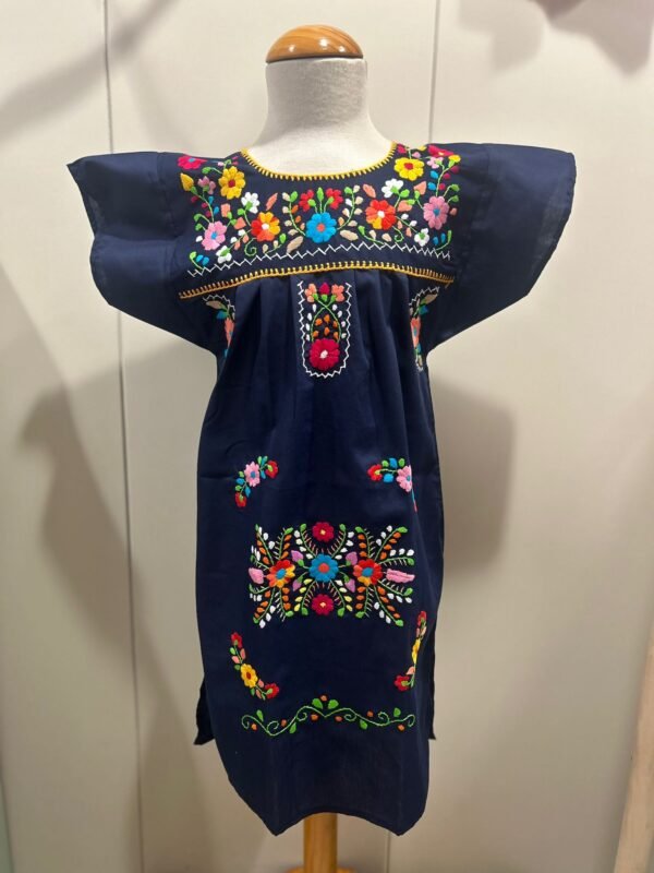 VESTIDO MEXICANO INFANTIL AZUL MARINO