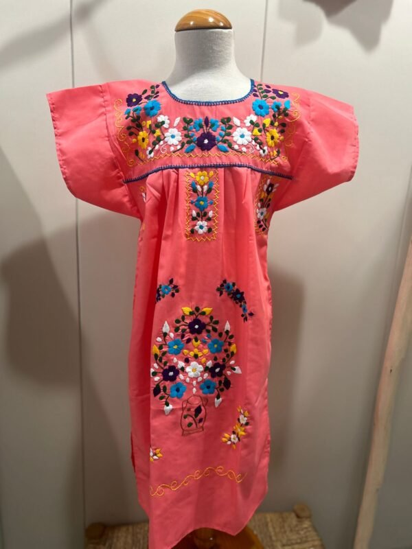 VESTIDO MEXICANO INFANTIL CORAL